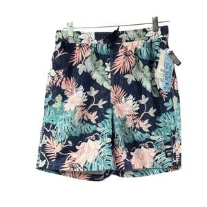 Spicy Tuna Mesh Lined Drawstring Swim Trunks Men Small Pink Green Tropical  NWT